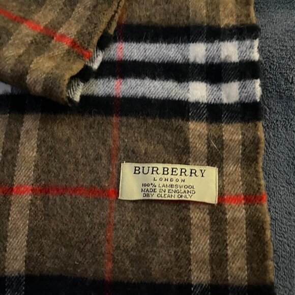 BURBERRY scarf 100% authentic brown check lambswool pre owned - Picture 3 of 8